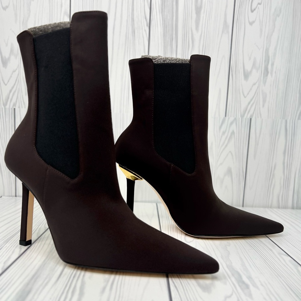 COPY - Good American Kickstand Suede Bootie Elastic Panel Neoprene Chocolate
